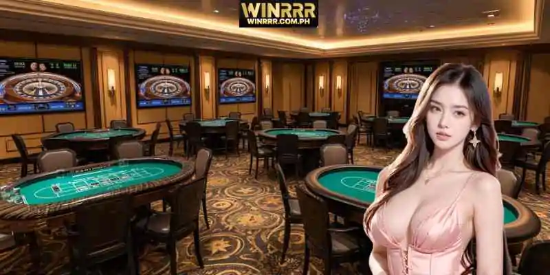 Professional live casino studio streaming real-time table games.